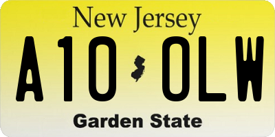 NJ license plate A10OLW