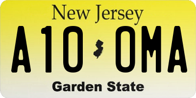 NJ license plate A10OMA