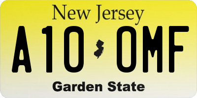 NJ license plate A10OMF