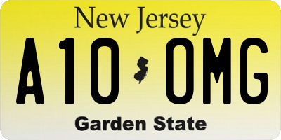 NJ license plate A10OMG