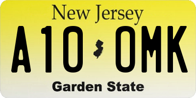 NJ license plate A10OMK