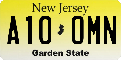 NJ license plate A10OMN