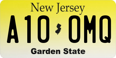 NJ license plate A10OMQ