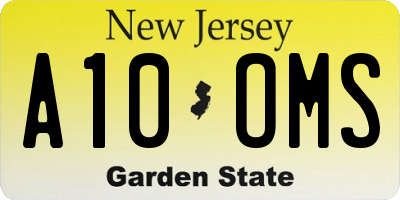 NJ license plate A10OMS