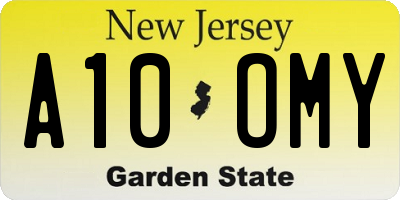 NJ license plate A10OMY