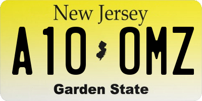 NJ license plate A10OMZ