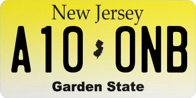 NJ license plate A10ONB