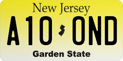 NJ license plate A10OND