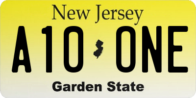 NJ license plate A10ONE