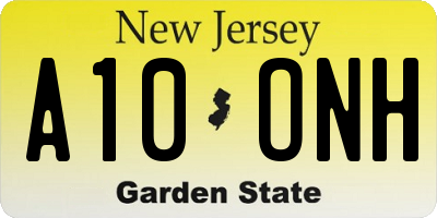 NJ license plate A10ONH