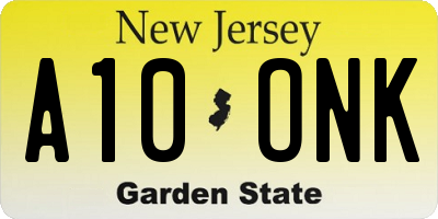 NJ license plate A10ONK