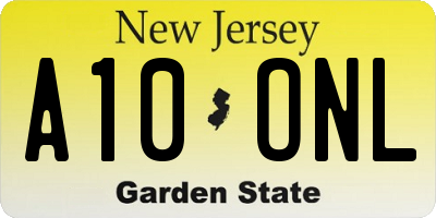 NJ license plate A10ONL