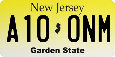 NJ license plate A10ONM