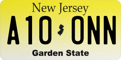 NJ license plate A10ONN