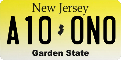 NJ license plate A10ONO