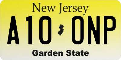 NJ license plate A10ONP