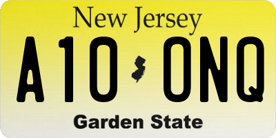 NJ license plate A10ONQ