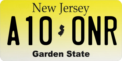 NJ license plate A10ONR