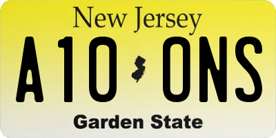 NJ license plate A10ONS
