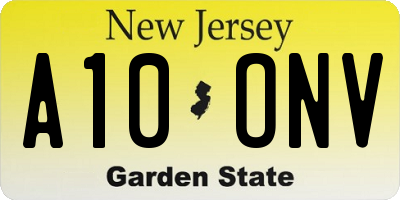 NJ license plate A10ONV