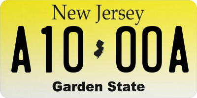 NJ license plate A10OOA