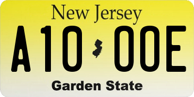 NJ license plate A10OOE