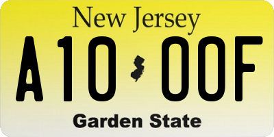 NJ license plate A10OOF