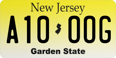 NJ license plate A10OOG