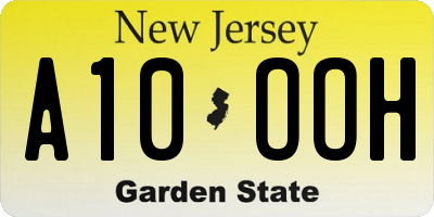 NJ license plate A10OOH