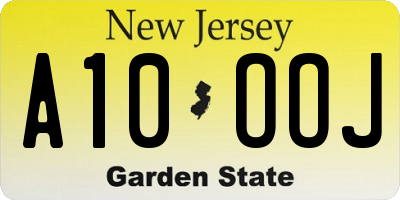 NJ license plate A10OOJ