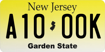 NJ license plate A10OOK