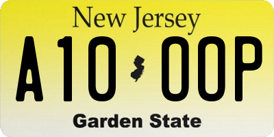 NJ license plate A10OOP