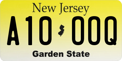 NJ license plate A10OOQ