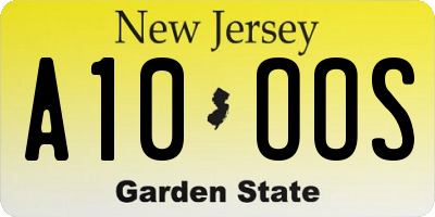 NJ license plate A10OOS