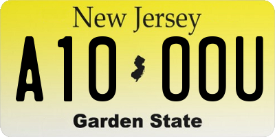 NJ license plate A10OOU