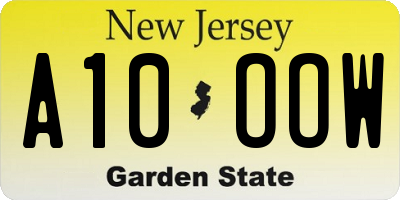 NJ license plate A10OOW