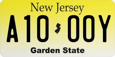 NJ license plate A10OOY