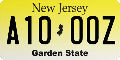 NJ license plate A10OOZ