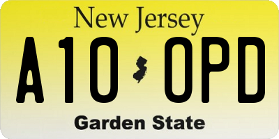 NJ license plate A10OPD