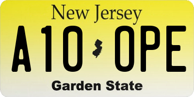 NJ license plate A10OPE