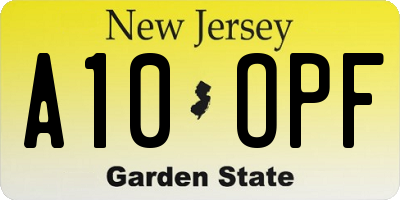 NJ license plate A10OPF