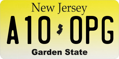 NJ license plate A10OPG