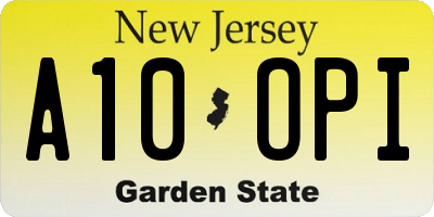 NJ license plate A10OPI