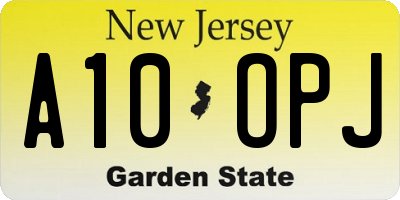 NJ license plate A10OPJ