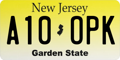 NJ license plate A10OPK