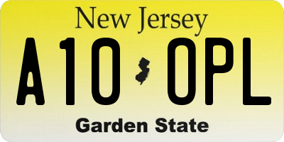 NJ license plate A10OPL