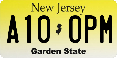 NJ license plate A10OPM