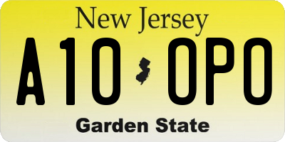 NJ license plate A10OPO