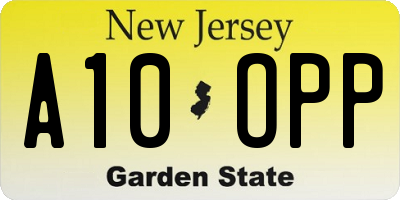 NJ license plate A10OPP