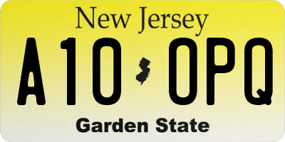 NJ license plate A10OPQ